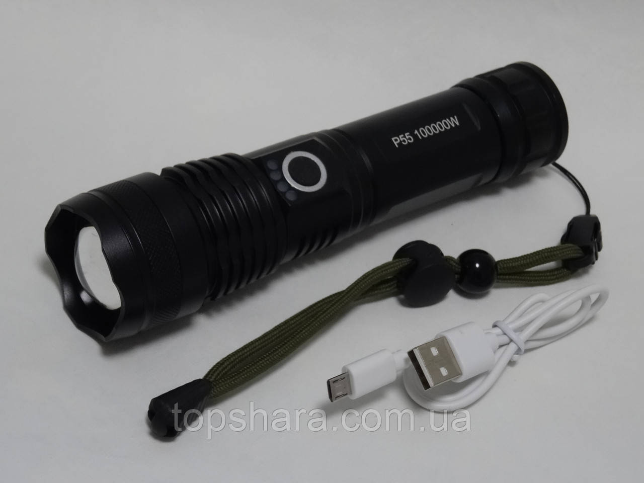 Ліхтар ручний Police P55 — HP50 (USB, zoom, 4 режими, 100000W) Black