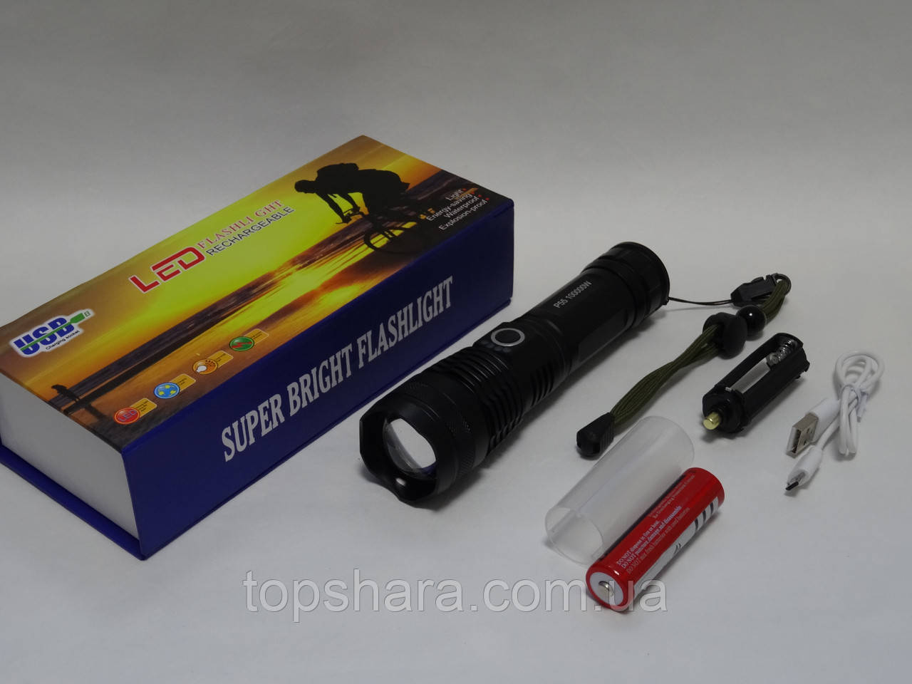 Фонарь Police P55 - HP50, ЗУ Micro USB, зум