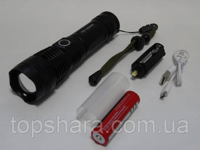 Фонарь ручной Police P55 (USB, zoom, диод P-50, 4 режима, 100000W) Black