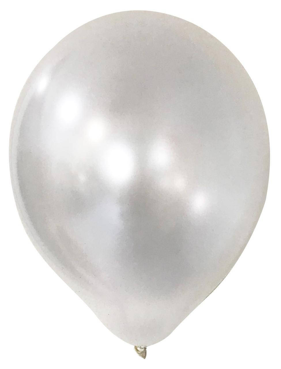 

Латексный воздушный шар без рисунка Balonevi металлик 10" белый