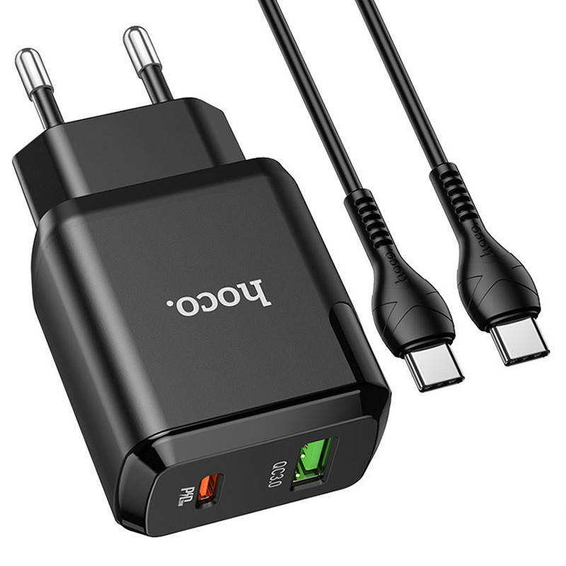 

Сетевое зарядное устройство Hoco N5 Favor 20W PD+QC3.0 Type-C to Type-C, Черный