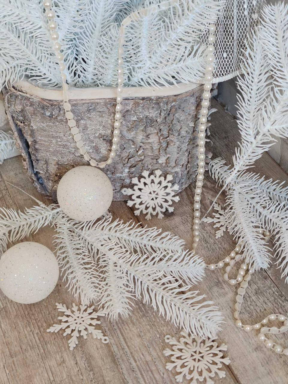 

Ветка ели декоративная хвоя, цвет - белый, литая из пластика, 30см 10 грн