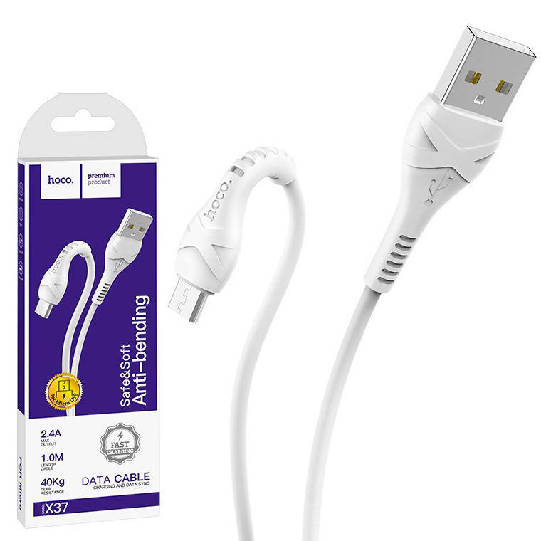 

Кабель для зарядки телефона micro USB HOCO COOL DATA CABLE X 37 Качество!, Белый