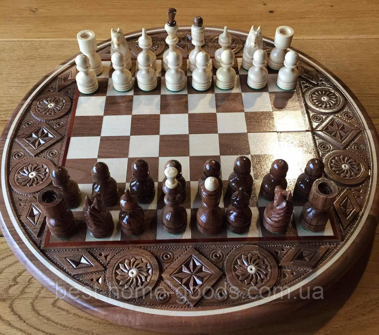 Шахматы резные деревянные круглые ручной работы. - фото 8 - id-p968645936