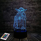 3D світильник з пультом і акумулятором 3D Lamp Йода (LP-3010), фото 5