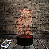 3D світильник з пультом і акумулятором 3D Lamp Йода (LP-3010), фото 6