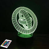 3D світильник з пультом і акумулятором 3D Lamp Абстракція Кільця (LP-2992), фото 6