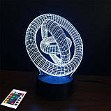 3D світильник з пультом і акумулятором 3D Lamp Абстракція Кільця (LP-2992), фото 8