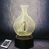 3D-світильник з пультом і акумулятором 3D Lamp Птах (LP-2968), фото 5