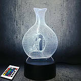 3D-світильник з пультом і акумулятором 3D Lamp Птах (LP-2968), фото 7