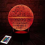 3D світильник з пультом і акумулятором 3D Lamp Зірка смерті (LP-2936), фото 8