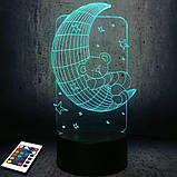 3D світильник з пультом і акумулятором 3D Lamp Ведмедик на Місяці (LP-2824), фото 6