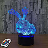 3D світильник з пультом і акумулятором 3D Lamp Заєць (LP-2770), фото 8