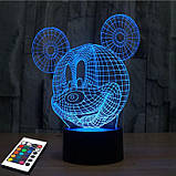 3D-світильник з пультом і акумулятором 3D Lamp Мікі Маус (LP-2754), фото 6