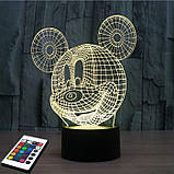 3D-світильник з пультом і акумулятором 3D Lamp Мікі Маус (LP-2754), фото 7