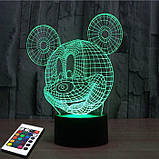 3D-світильник з пультом і акумулятором 3D Lamp Мікі Маус (LP-2754), фото 8