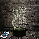 3D світильник з пультом і акумулятором 3D Lamp Холодне серце (LP-2673), фото 8