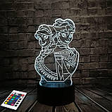 3D світильник з пультом і акумулятором 3D Lamp Холодне серце (LP-2673), фото 9