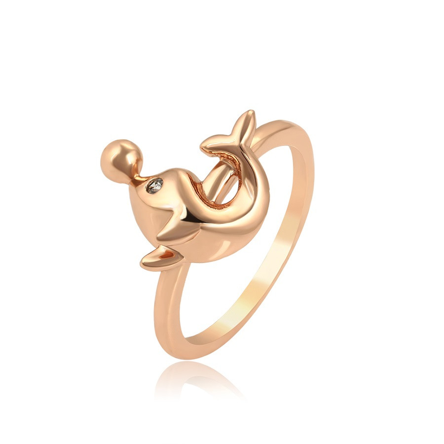 Кольцо Дельфин Размер 16 мм ХР Gold filled 18k Розовое золото - фото 1 - id-p804955571