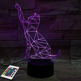 3D світильник з пультом і акумулятором 3D Lamp Кіт 2 (LP-2657), фото 5