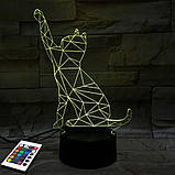 3D світильник з пультом і акумулятором 3D Lamp Кіт 2 (LP-2657), фото 6
