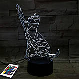 3D світильник з пультом і акумулятором 3D Lamp Кіт 2 (LP-2657), фото 8