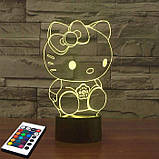 3D світильник з пультом і акумулятором 3D Lamp Hello Kitty (LP-2633), фото 6