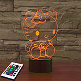 3D світильник з пультом і акумулятором 3D Lamp Hello Kitty (LP-2633), фото 9