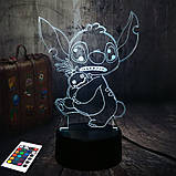 3D світильник з пультом і акумулятором 3D Lamp Стіч (LP-2544), фото 6