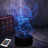 3D світильник з пультом і акумулятором 3D Lamp Стіч (LP-2544), фото 8