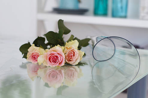 М'яке скло на стільницю, товщина 1,3 мм, прозоре покриття для захисту меблів від подряпин і плям, ширина 70 см, фото 2