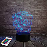 3D світильник з пультом і акумулятором 3D Lamp Флеш рояль (LP-2528), фото 5