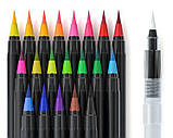 Акварельні маркери для малювання з м'яким пензлем 20 кольорів, дитячий набір для малювання та скетчингу, фото 6