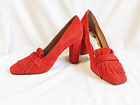 Туфли женские лоферы замшевые коралловые на каблуке Boden Ora (размер 39)