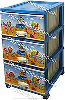Пластиковый комод с детским рисунком на 3 ящиками Пляж Elif Турция
