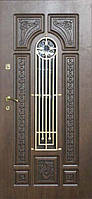 Входная металлическая дверь с ковкой и стеклом для улицы "Портала" (Patina Elit) модель BIG-16
