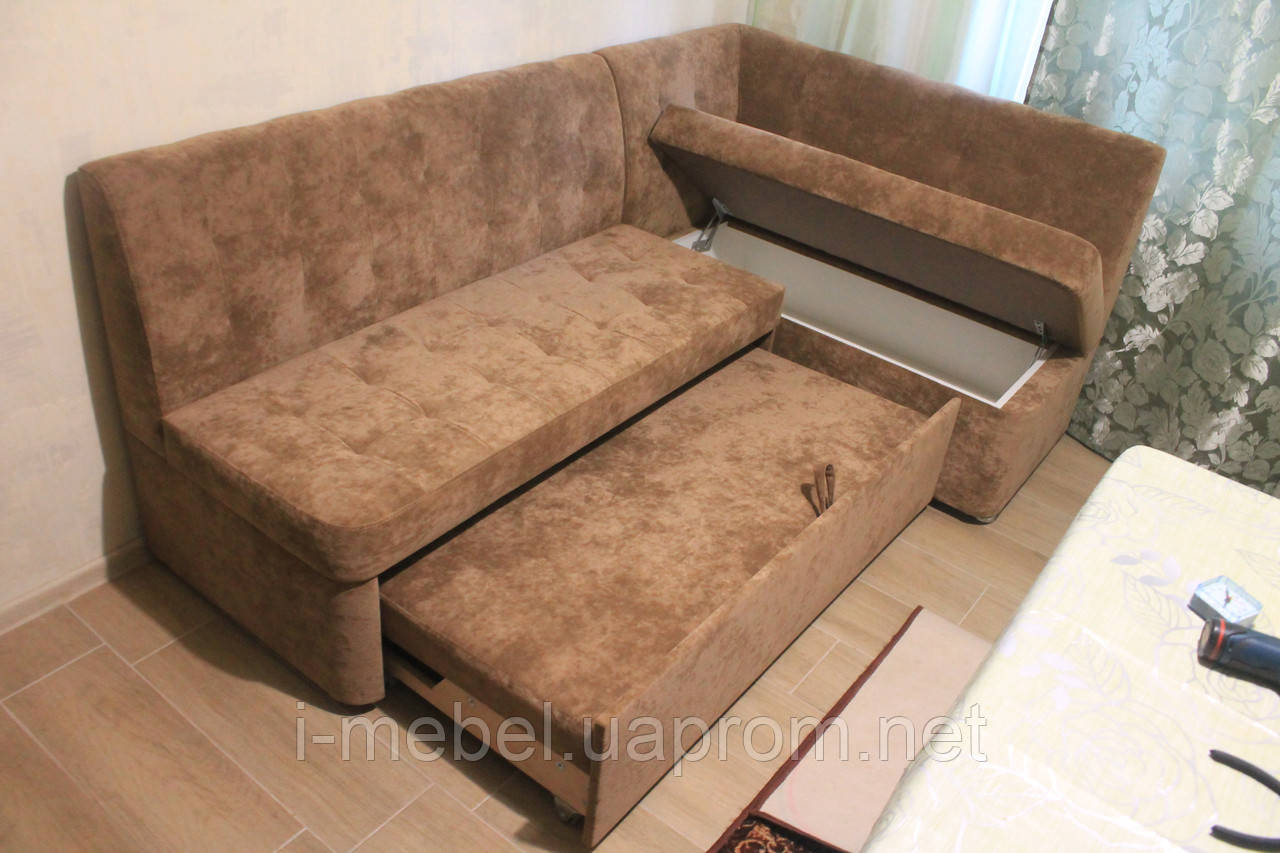 Розкладний кутовий диван на кухню (Світло-коричневий)