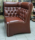 Прямий диван Sentenzo Лассо коричневий з високою спинкою кожзам, фото 7