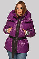 Куртка Алекса на весну-осень ультрамодного цвета фуксия с трикотажным поясом рры 44-52