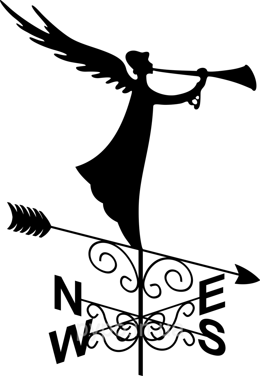 Флюгер кованый Fibona "Ангел" 70х70х100 см+ компас - фото 1 - id-p1123652919