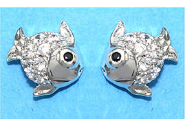 Сережки-гвоздики ХР. Родій. Камені: білий циркон. Діаметр: 7,5 мм 12 пар