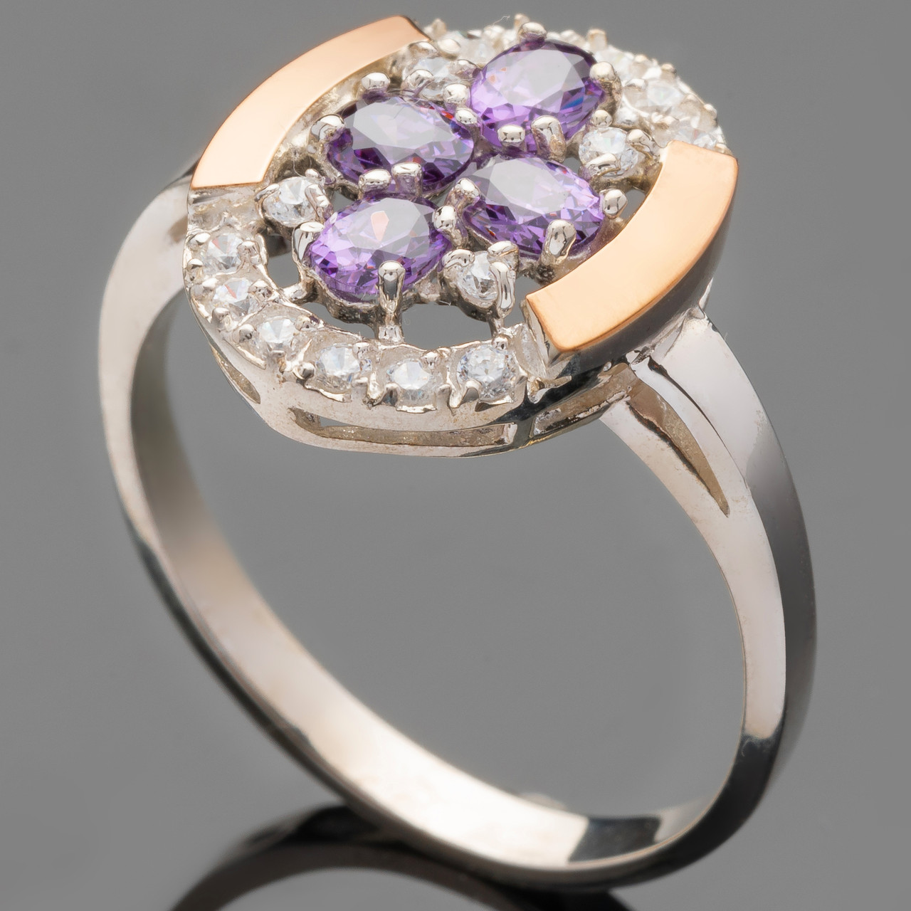 Серебряное кольцо 925 пробы с золотом арт. 491к