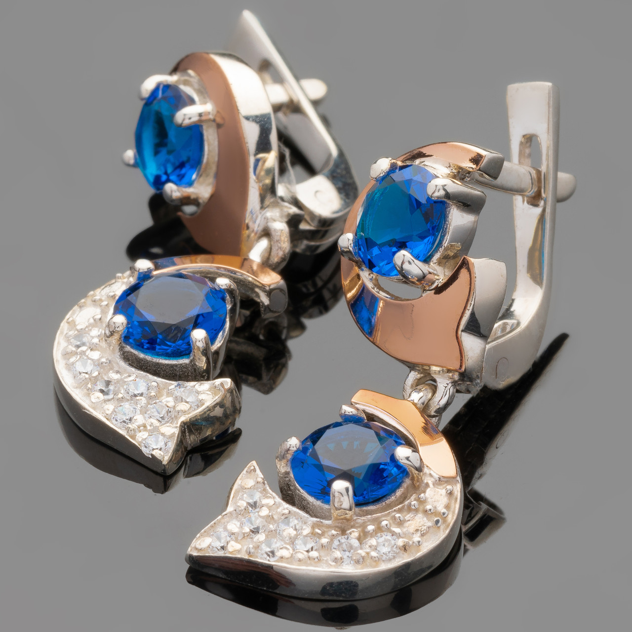 Серебряные серьги 925 пробы с золотом арт. 495с