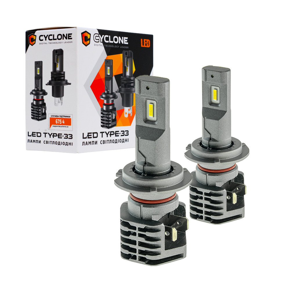 Лампа світлодіодна для фар CYCLONE LED H7 5000K 4600LM TYPE 33 2 шт комплект