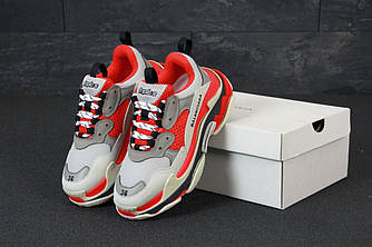 Взуття жіноче Balenciaga Triple S Grey Red кросівки баленсіага червоні з сірим