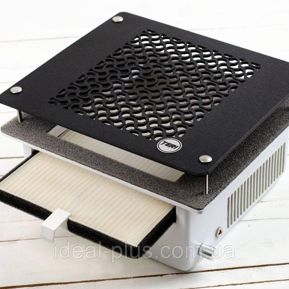 Інноваційна врізна манікюрна витяжка пилосос HEPA фільтр Teri Turbo (сітка чорний пластик), фото 1