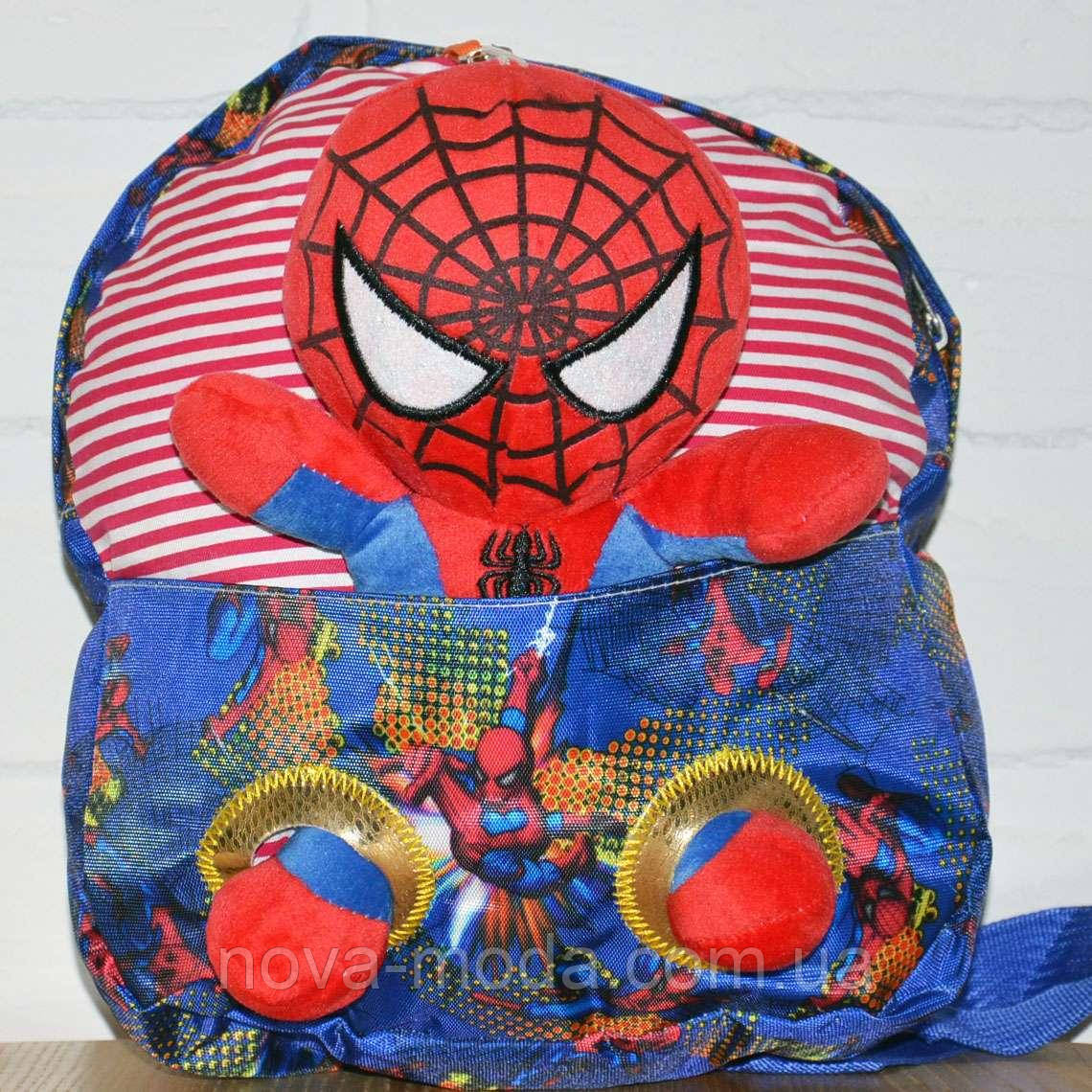 Дитячий плюшевий рюкзак для хлопчика Людина-павук (Spider man), дошкільний рюкзак-іграшка