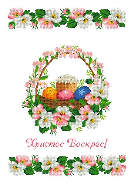 ХВВГ-124. Схема для вишивки бісером Великодній рушник Яблуневий цвіт