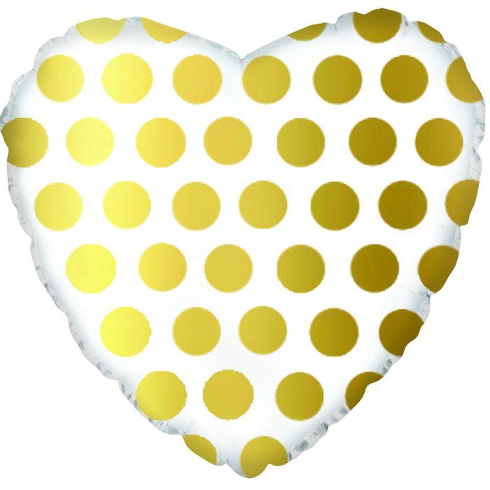 CTI 18" White Heart Gold Dots Золоті точки