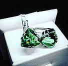 Срібні сережки із зеленим каменем "Зекара" Сережки зі срібла 925 проби із зеленим цирконом жіночі, фото 2